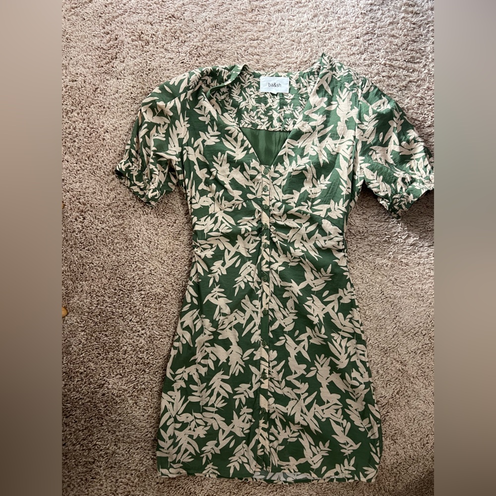 ba&sh Tais Botanical Leaf Print Dress